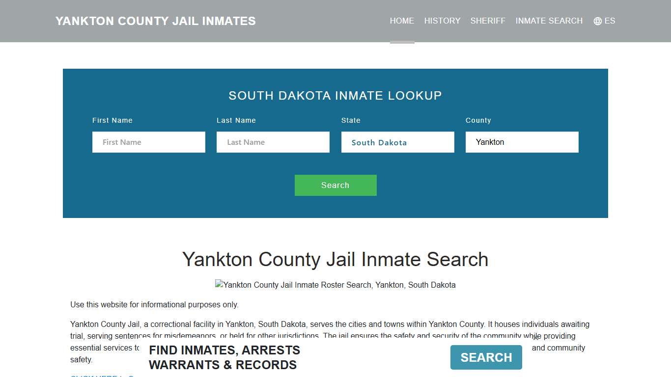 Yankton County Jail Inmate Roster Lookup, Yankton, SD